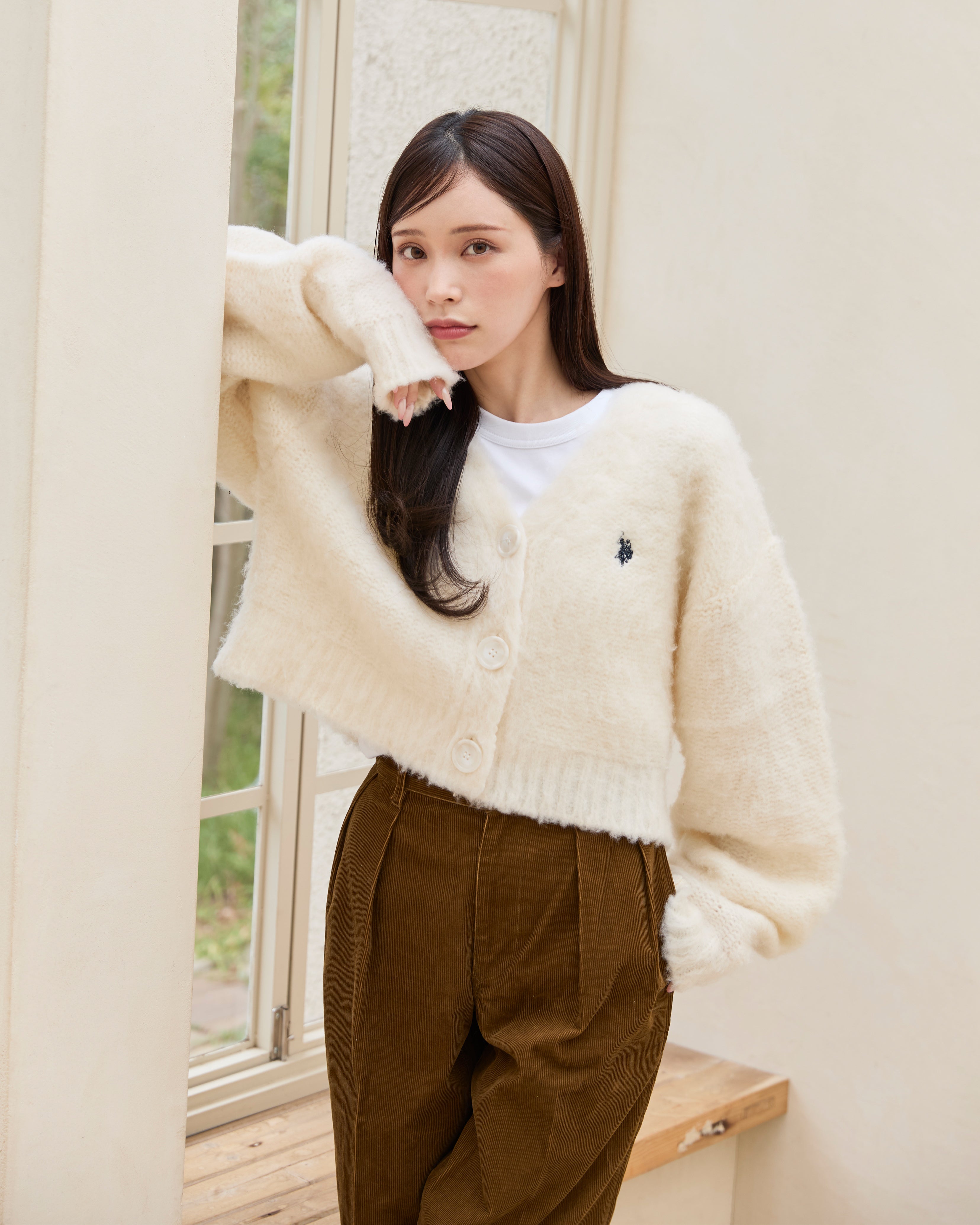 shaggy cardigan シャギーカーディガン ダブルホースマン刺繍 PLL53471