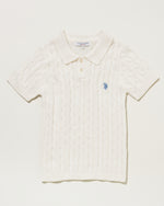 Cable Knit Polo Shirt　ケーブル編みニットポロシャツ　 ダブルホースマン刺繍　PLL41405