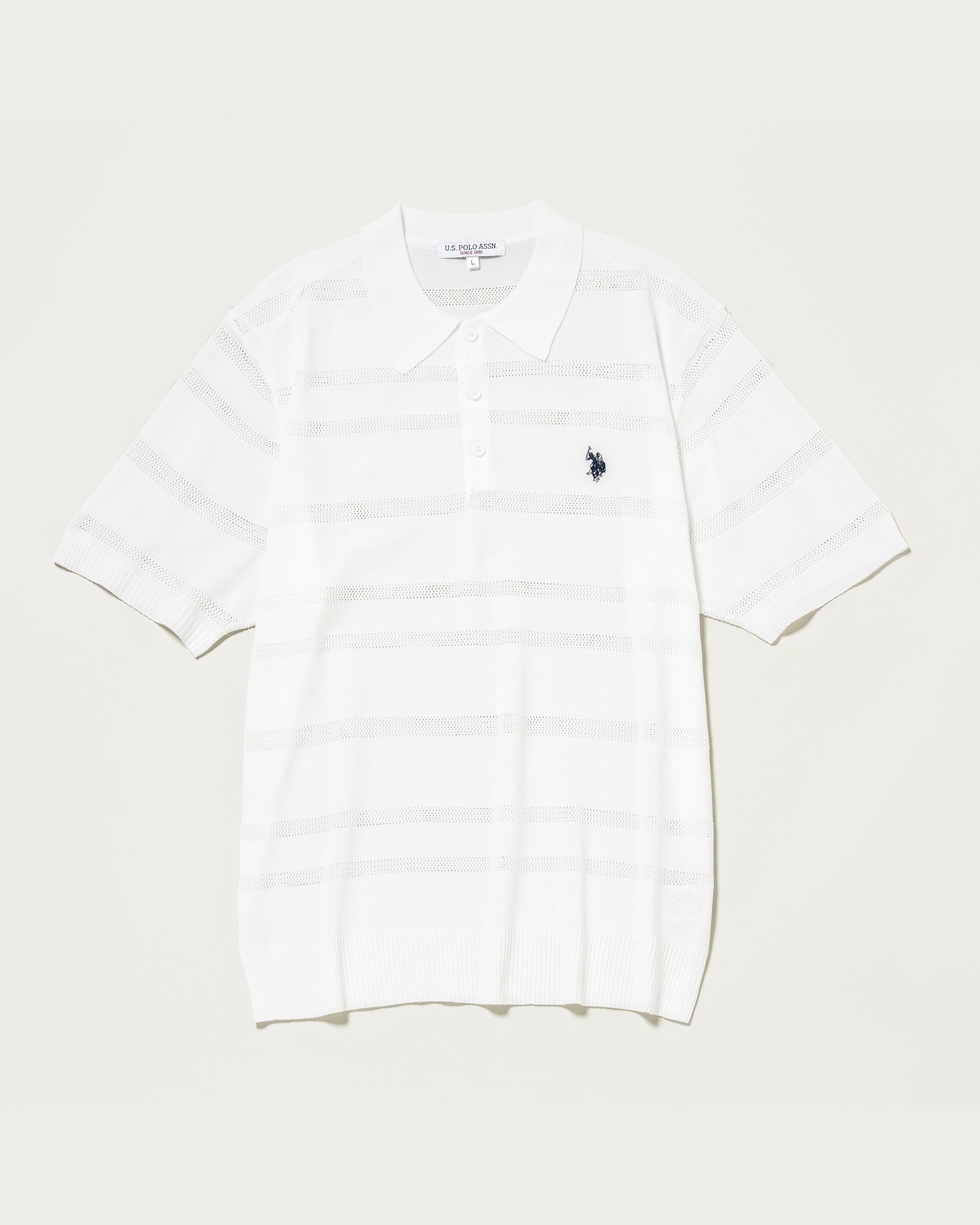 Mesh border knit polo shirt メッシュボーダーニットポロシャツ