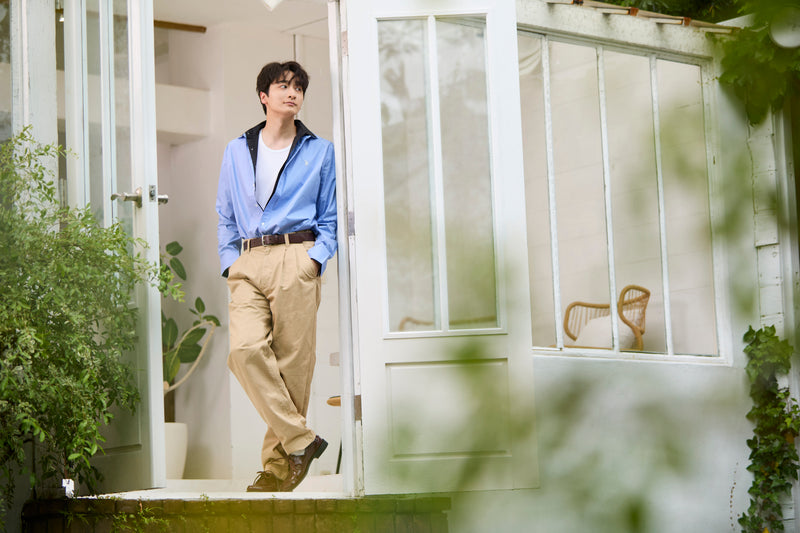 Regular collar broad shirt　レギュラーカラーブロード長袖シャツ　ダブルホースマン刺繍　PLM52709