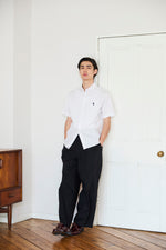 Regular collar broad shirt　レギュラーカラーブロード半袖シャツ　ダブルホースマン刺繍　PLM52710