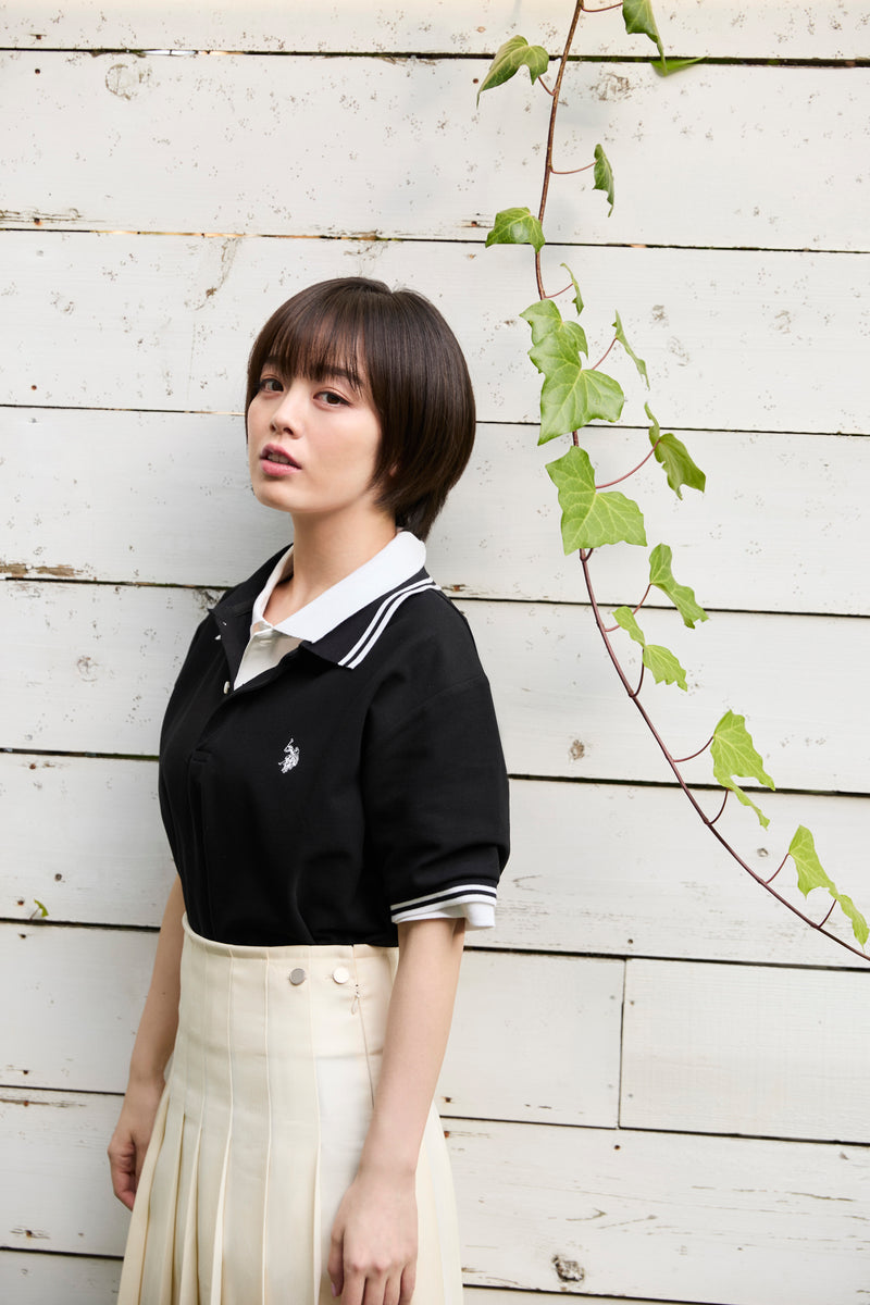 Polo Shirt　鹿の子ポロシャツ　ダブルホースマン刺繍　PLM52119