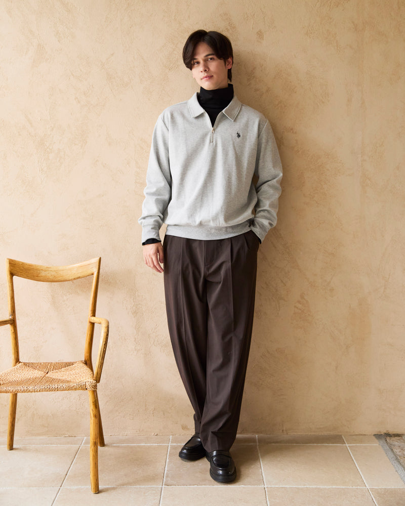 Half-Zip Polo Sweatshirt　ハーフジップポロスウェット　ダブルホースマン刺繍　PLM53329