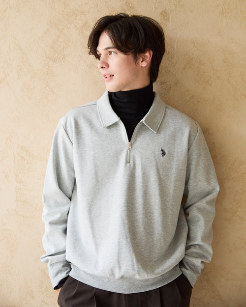 Half-Zip Polo Sweatshirt　ハーフジップポロスウェット　ダブルホースマン刺繍　PLM53329