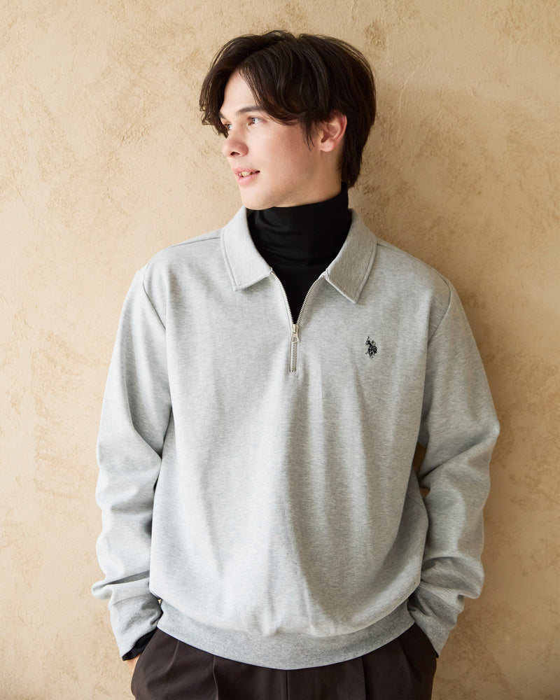Half-Zip Polo Sweatshirt　ハーフジップポロスウェット　ダブルホースマン刺繍　PLM53329