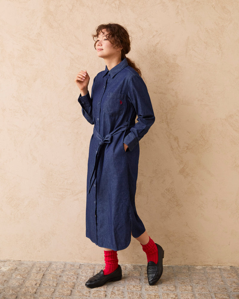 shirt dress　シャツワンピース　ダブルホースマン刺繍　PLL53715