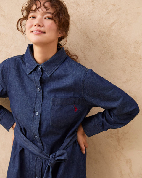 shirt dress シャツワンピース ダブルホースマン刺繍 PLL53715 – U.S.