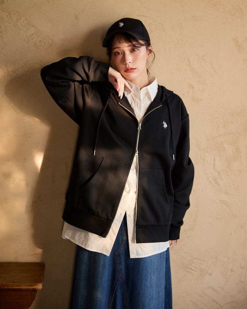 full zip hoodie　フルジップパーカー　ダブルホースマン刺繍　PLM53327
