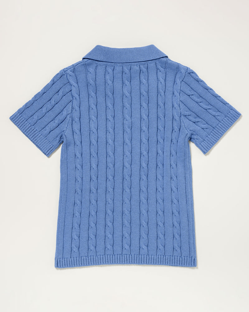 Cable Knit Polo Shirt　ケーブル編みニットポロシャツ　ダブルホースマン刺繍　PLL52416