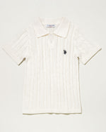 Cable Knit Polo Shirt　ケーブル編みニットポロシャツ　ダブルホースマン刺繍　PLL52416