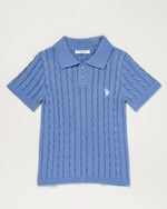 Cable Knit Polo Shirt　ケーブル編みニットポロシャツ　ダブルホースマン刺繍　PLL52416