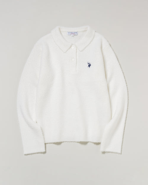 shaggy knit polo　シャギーニットポロ　ダブルホースマン刺繍　PLL53401