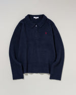 shaggy knit polo　シャギーニットポロ　ダブルホースマン刺繍　PLL53401