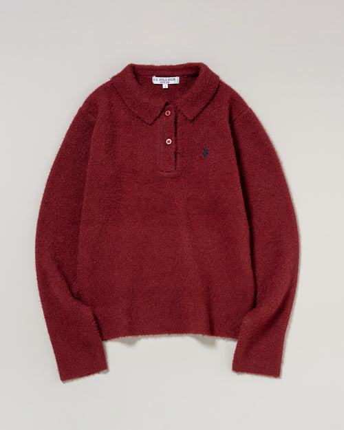 shaggy knit polo　シャギーニットポロ　ダブルホースマン刺繍　PLL53401