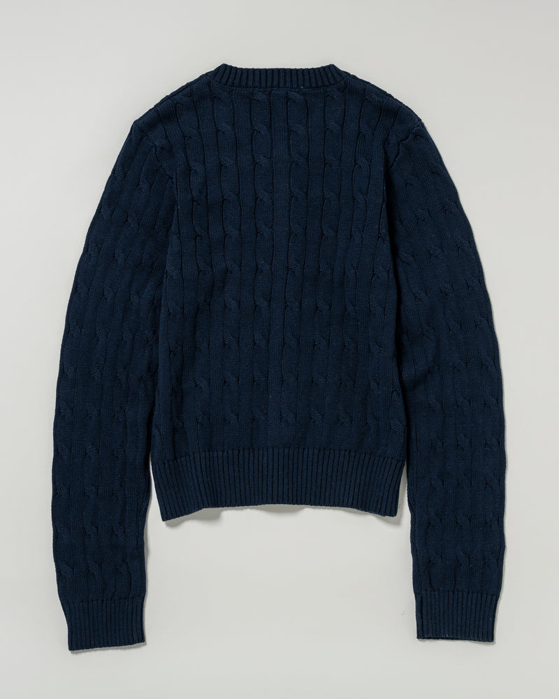 cable knit cardigan　ケーブルニットカーディガン　ダブルホースマン刺繍　PLL53468