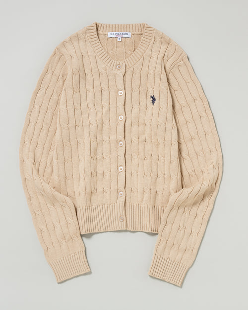cable knit cardigan　ケーブルニットカーディガン　ダブルホースマン刺繍　PLL53468