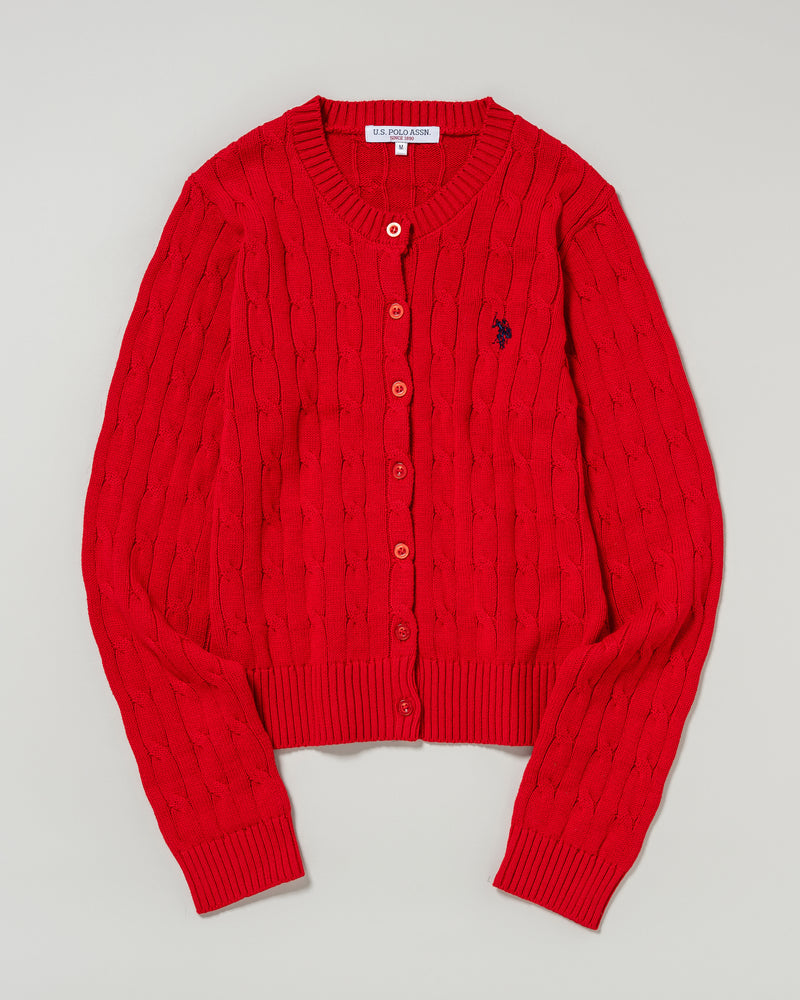 cable knit cardigan　ケーブルニットカーディガン　ダブルホースマン刺繍　PLL53468