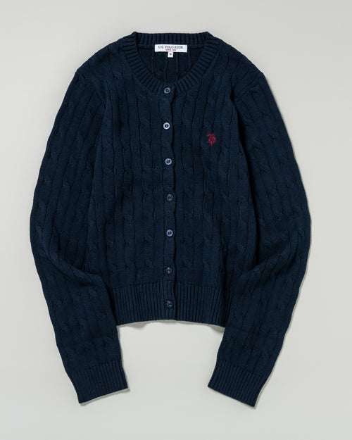 cable knit cardigan　ケーブルニットカーディガン　ダブルホースマン刺繍　PLL53468