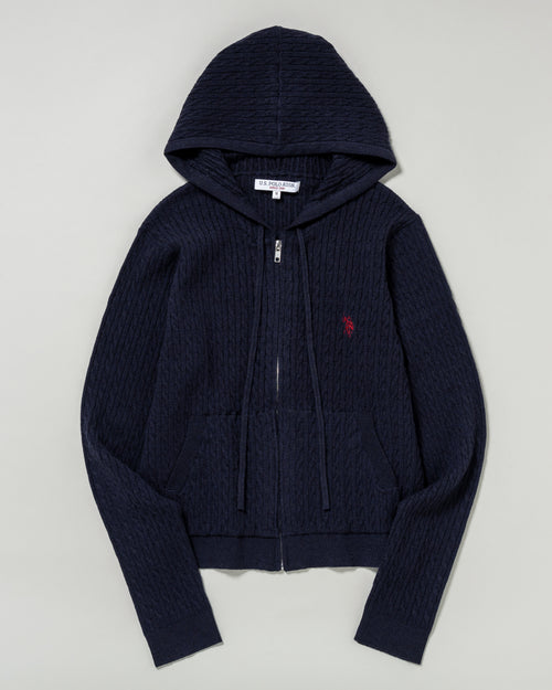 Cable zip-up hoodie　ケーブルジップアップパーカー　ダブルホースマン刺繍　PLL53469