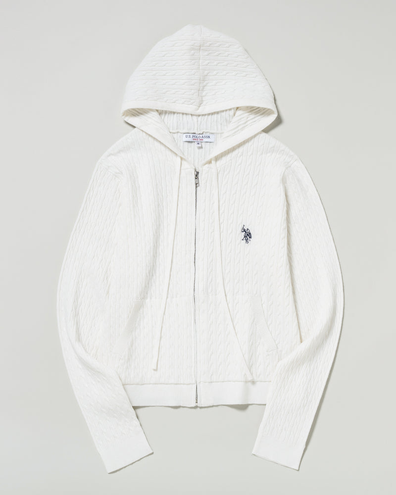 Cable zip-up hoodie　ケーブルジップアップパーカー　ダブルホースマン刺繍　PLL53469