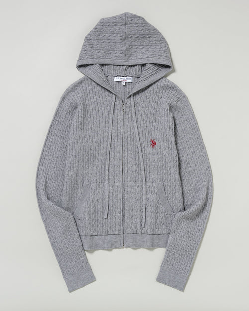Cable zip-up hoodie　ケーブルジップアップパーカー　ダブルホースマン刺繍　PLL53469