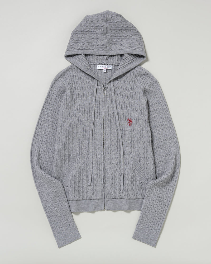 Cable zip-up hoodie　ケーブルジップアップパーカー　ダブルホースマン刺繍　PLL53469