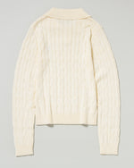cable polo knit　ケーブルポロニット　ダブルホースマン刺繍　PLL53470