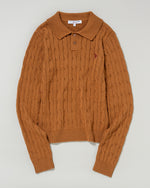 cable polo knit　ケーブルポロニット　ダブルホースマン刺繍　PLL53470
