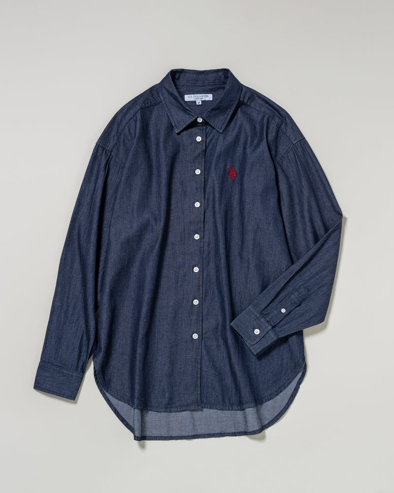 Regular color denim shirt　デニムシャツ　ダブルホースマン刺繍　PLL53700