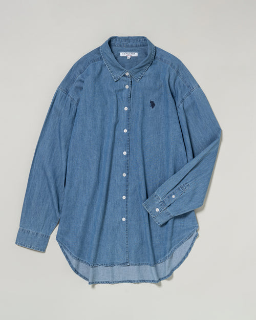 Regular color denim shirt　デニムシャツ　ダブルホースマン刺繍　PLL53700