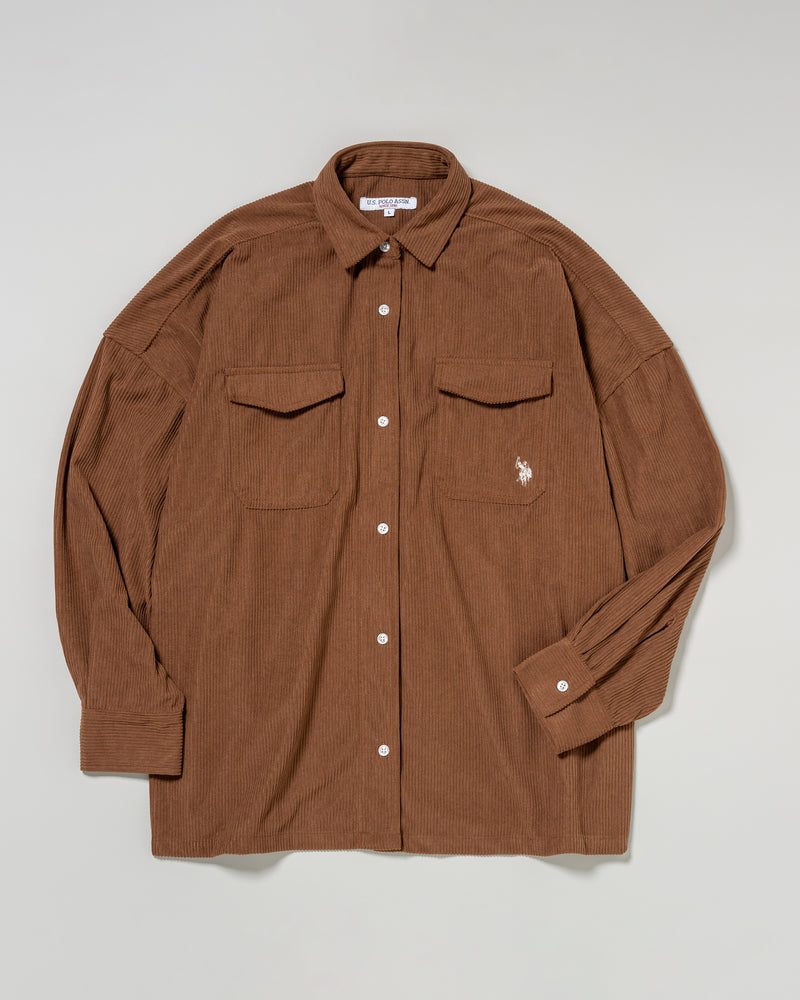 corduroy shirt　コーデュロイシャツ　ダブルホースマン刺繍　PLL53701