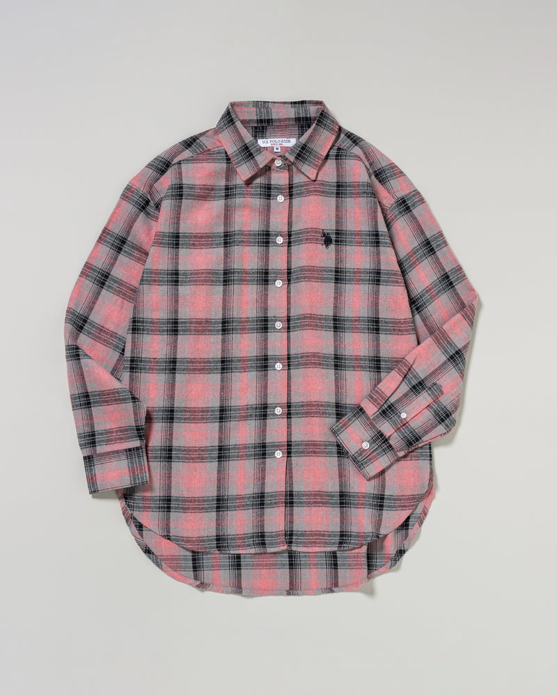 regular collar shirt　レギュラーカラーチェックシャツ　ダブルホースマン刺繍　PLL53702