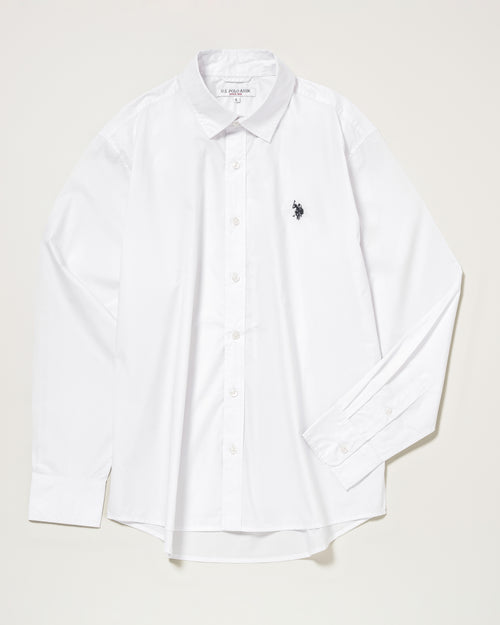 【予約商品】Regular collar broad shirt　レギュラーカラーブロード長袖シャツ　ダブルホースマン刺繍　PLM52709