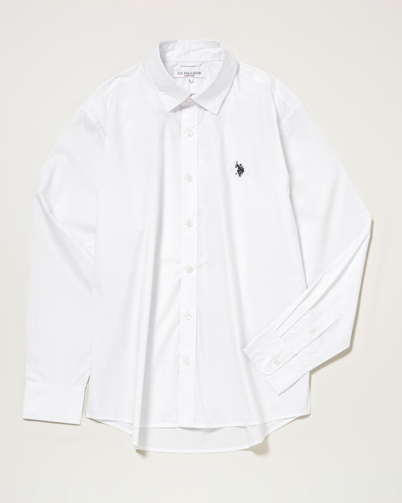 【予約商品】Regular collar broad shirt　レギュラーカラーブロード長袖シャツ　ダブルホースマン刺繍　PLM52709