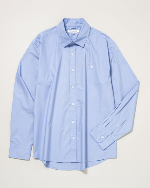 【予約商品】Regular collar broad shirt　レギュラーカラーブロード長袖シャツ　ダブルホースマン刺繍　PLM52709