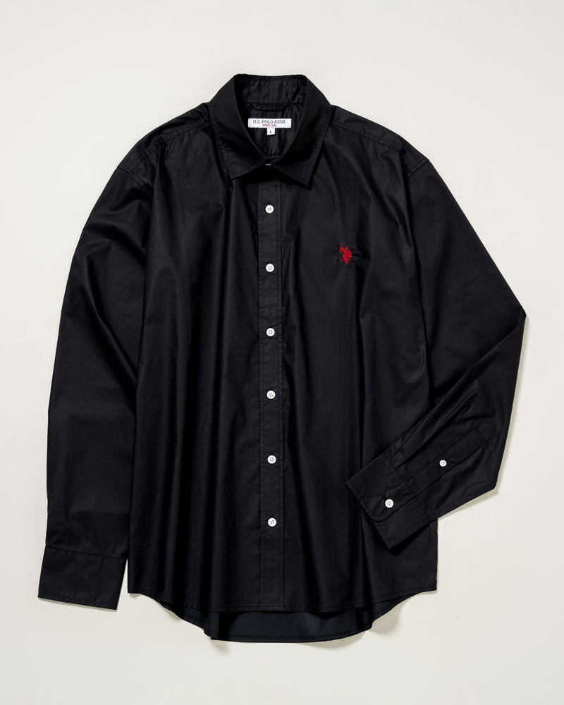 【予約商品】Regular collar broad shirt　レギュラーカラーブロード長袖シャツ　ダブルホースマン刺繍　PLM52709