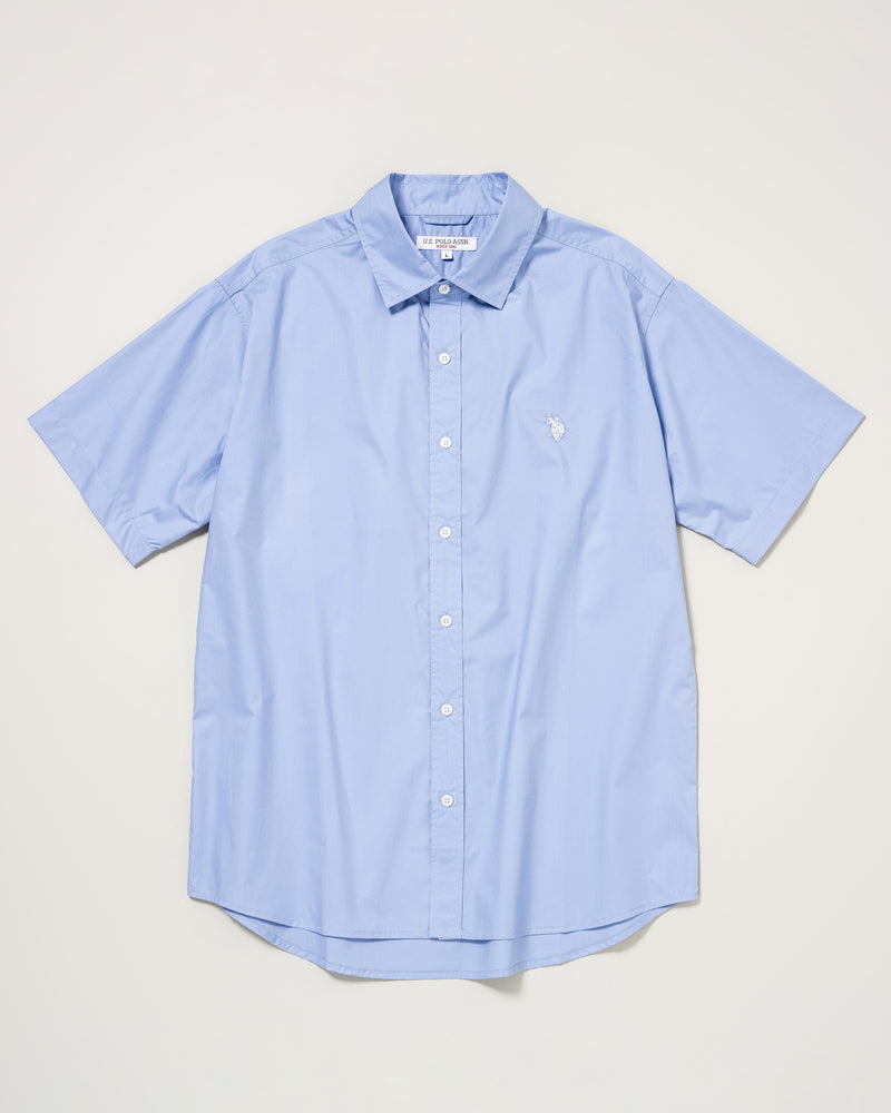 【予約商品】Regular collar broad shirt　レギュラーカラーブロード半袖シャツ　ダブルホースマン刺繍　PLM52710