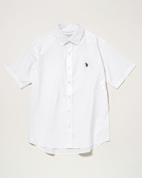 【予約商品】Regular collar broad shirt　レギュラーカラーブロード半袖シャツ　ダブルホースマン刺繍　PLM52710