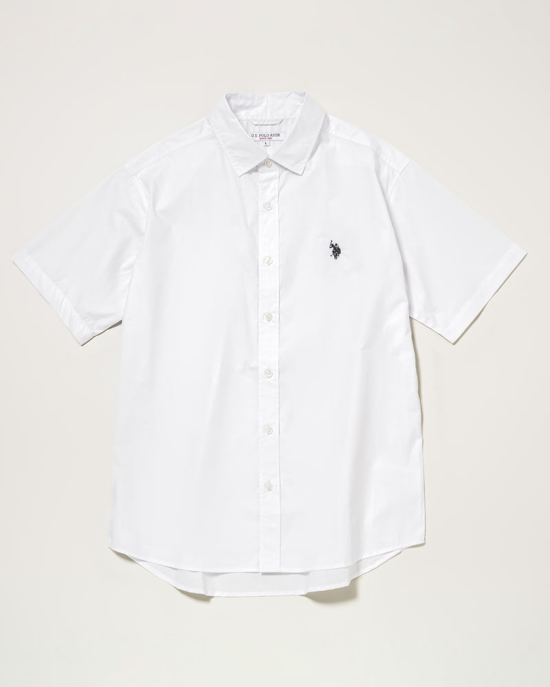 【予約商品】Regular collar broad shirt　レギュラーカラーブロード半袖シャツ　ダブルホースマン刺繍　PLM52710