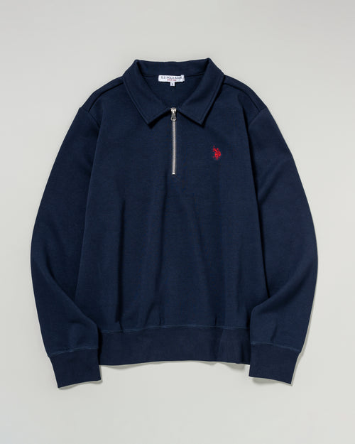 Half-Zip Polo Sweatshirt　ハーフジップポロスウェット　ダブルホースマン刺繍　PLM53329