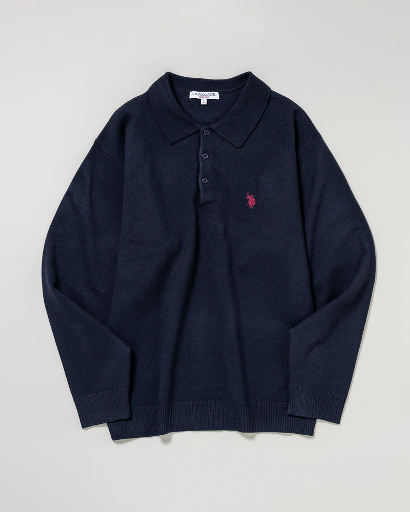 knit polo　ニットポロシャツ　ダブルホースマン刺繍　PLM53402