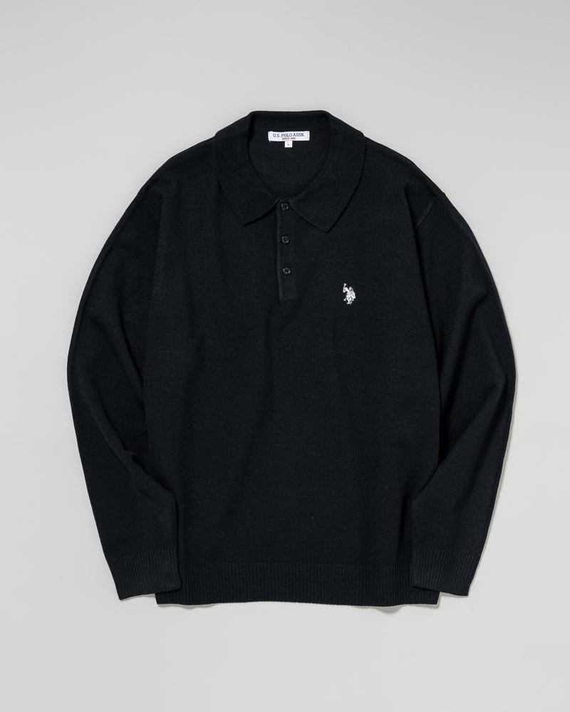 knit polo　ニットポロシャツ　ダブルホースマン刺繍　PLM53402