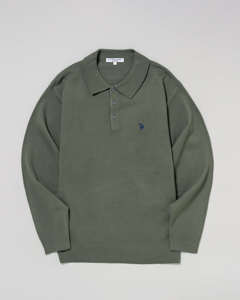 knit polo　ニットポロシャツ　ダブルホースマン刺繍　PLM53402