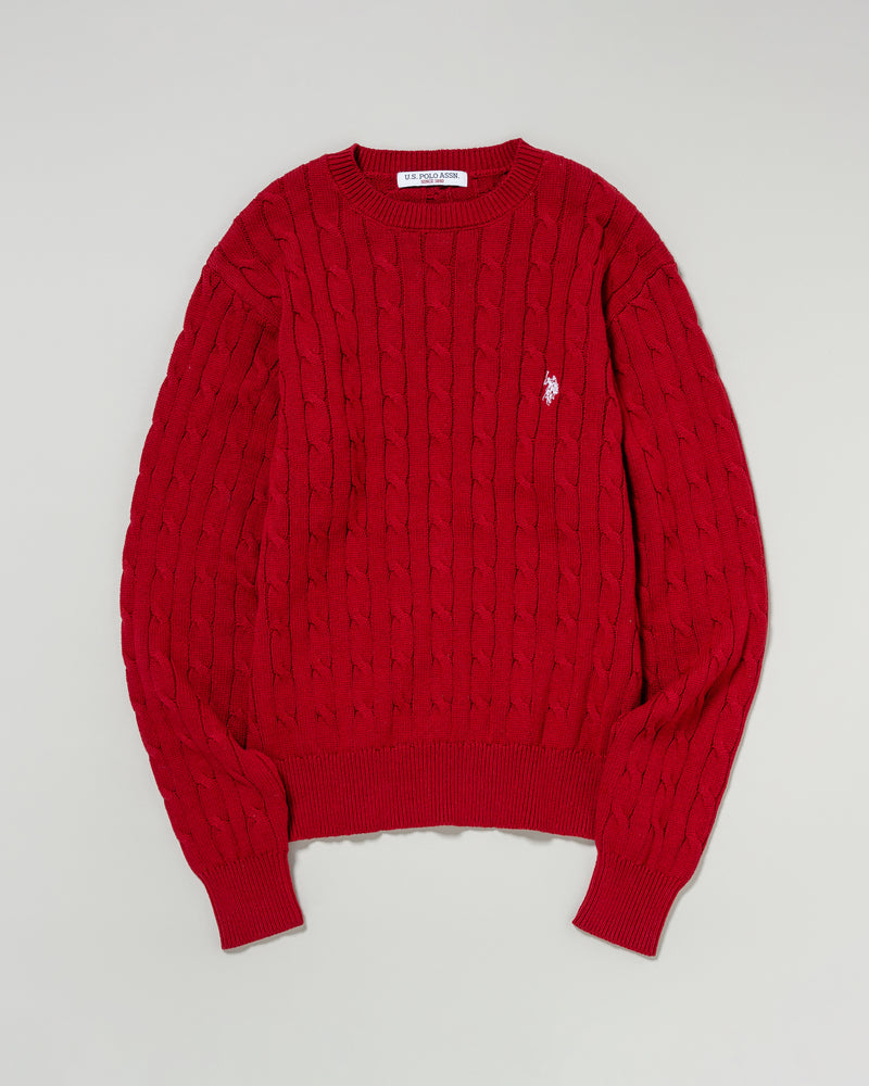 cable knit　ケーブルニット　ダブルホースマン刺繍　PLM53423