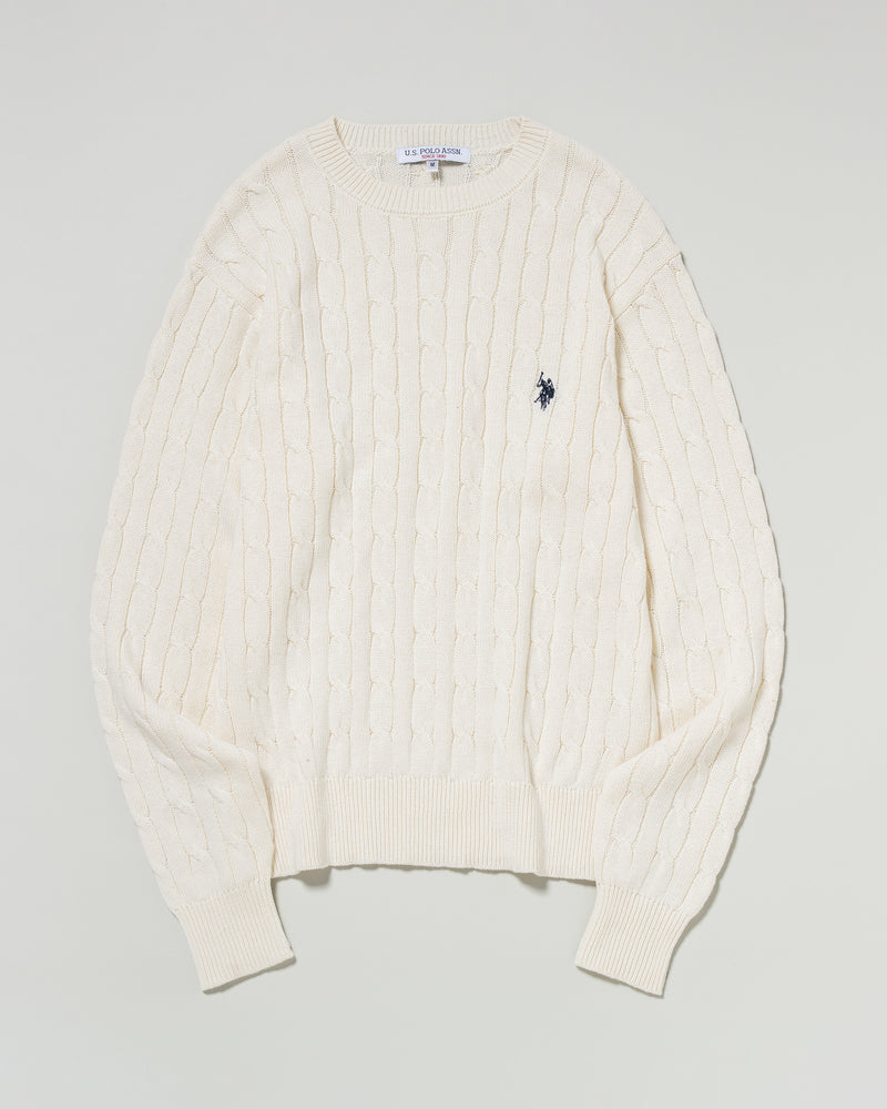 cable knit　ケーブルニット　ダブルホースマン刺繍　PLM53423