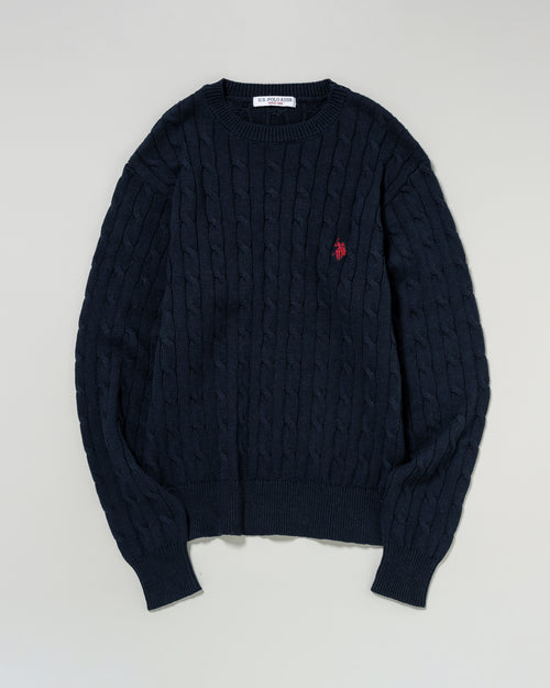 cable knit　ケーブルニット　ダブルホースマン刺繍　PLM53423