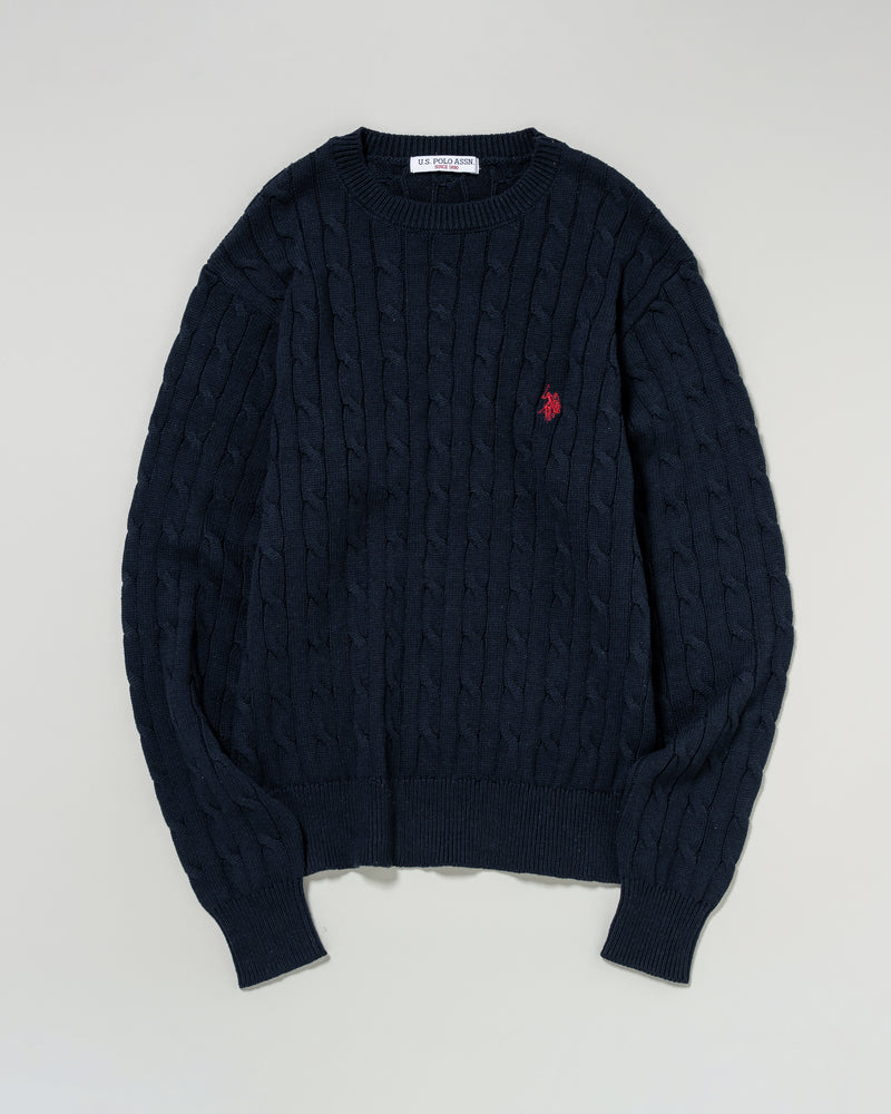cable knit　ケーブルニット　ダブルホースマン刺繍　PLM53423