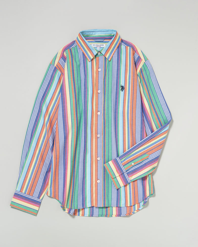 Regular collar multi shirt　レギュラーカラーマルチ長袖シャツ　ダブルホースマン刺繍　PLM53710