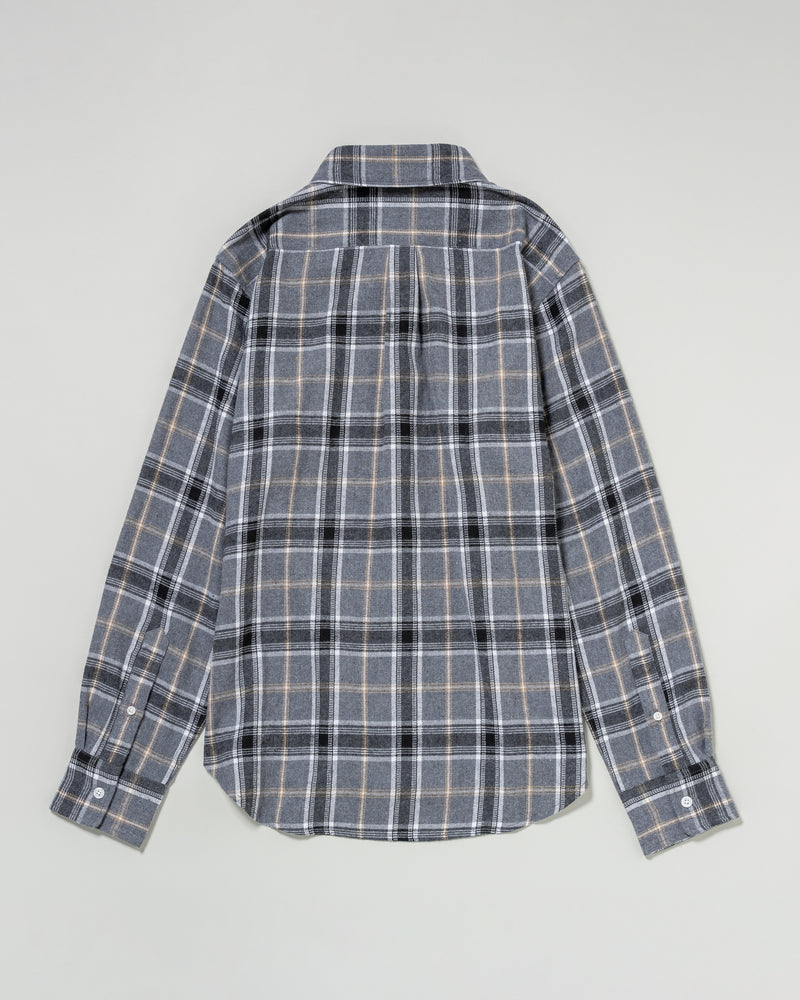 Regular collar check shirt　レギュラーカラーチェック長袖シャツ　ダブルホースマン刺繍　PLM53715