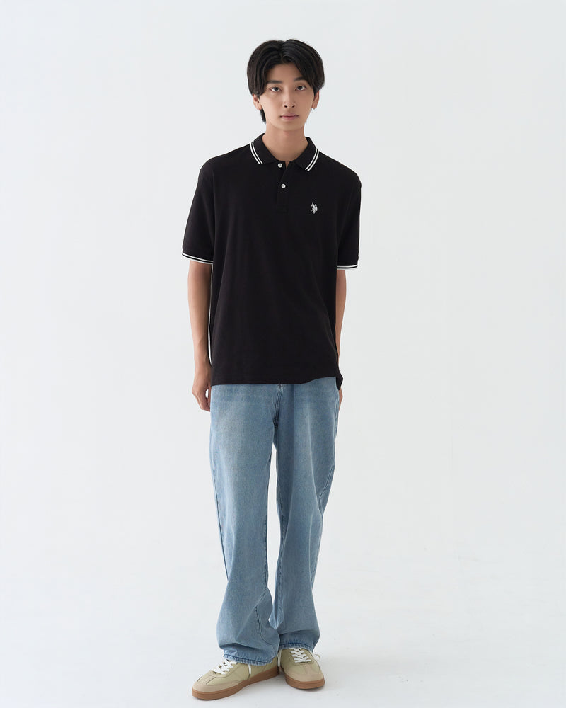 Half sleeve polo-shirt 鹿の子ポロシャツ ダブルホールマン刺繍